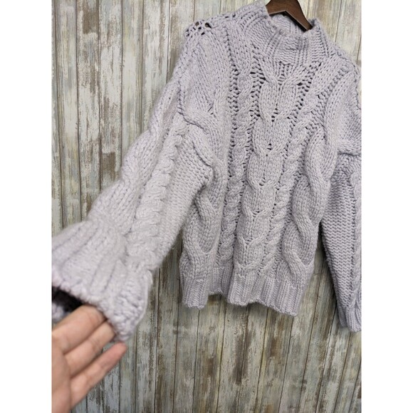 ZARA Chunky Sweater Small Classic Knit Mock Neck Turtleneck Pullover Cozy Thick - Picture 3 of 11